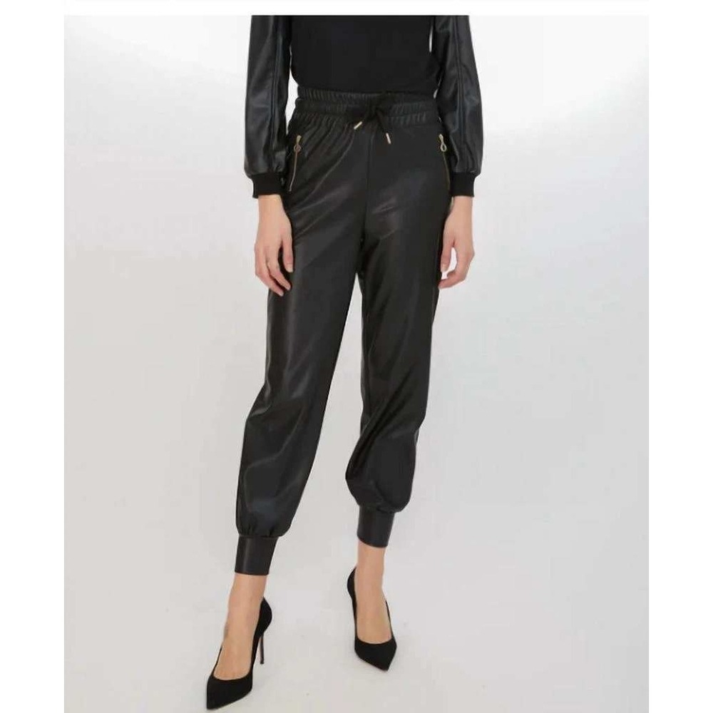 Generation Love Bonnie Vegan Leather Joggers Revolve L Elastic Waist Zip Black